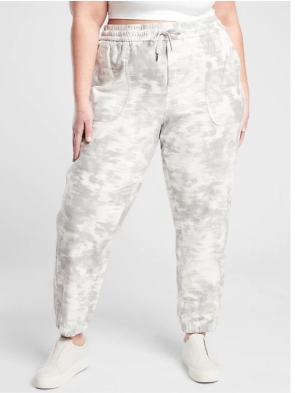 Athleta Farallon Jogger Women’s Size 18 Fog Camo Print Cotton Blend Athleisure
